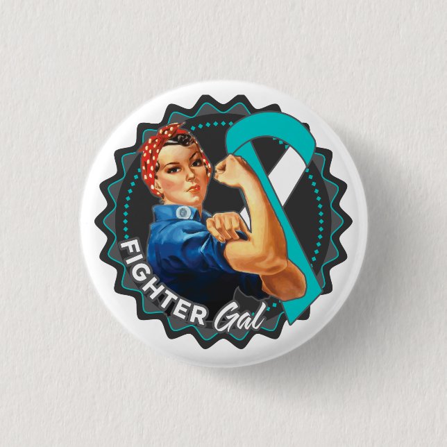Cervical Cancer Fighter Gal Button (Front)