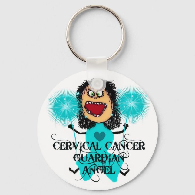 Cervical Cancer Guardian Angel Keychain (Front)