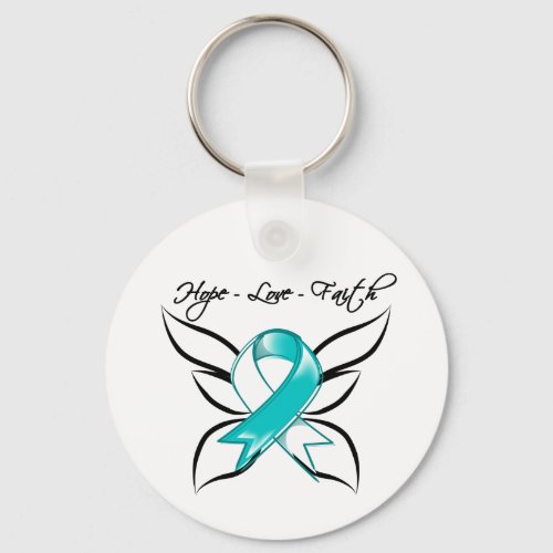 Cervical Cancer Hope Love Faith Keychain