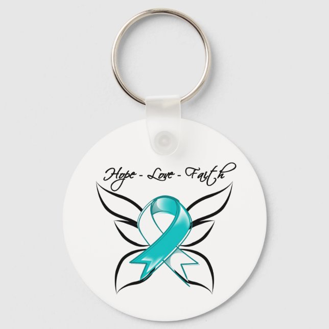 Cervical Cancer Hope Love Faith Keychain (Front)
