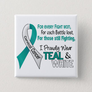 Cervical Cancer I Proudly Wear Teal and White 1 Pinback Button