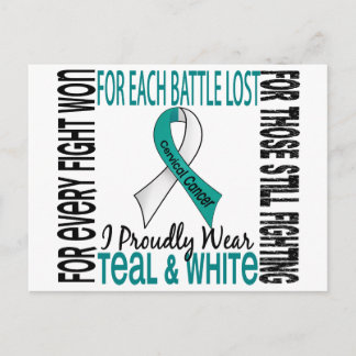Cervical Cancer I Proudly Wear Teal And White 2 Postcard