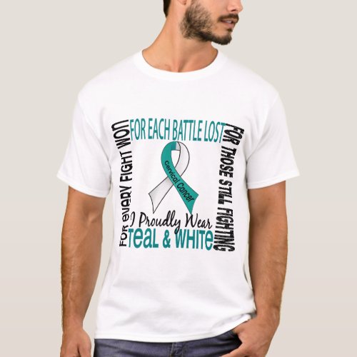 Cervical Cancer I Proudly Wear Teal And White 2 T_Shirt