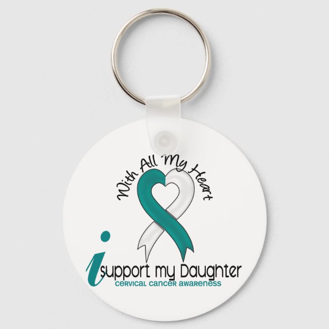 Cervical Cancer I Support My Daughter Keychain (Front)