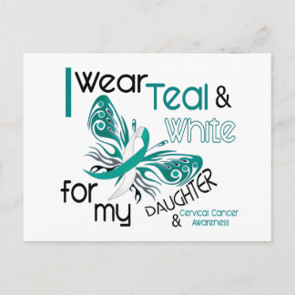 CERVICAL CANCER I Wear Teal and White Daughter 45 Postcard