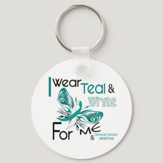 CERVICAL CANCER I Wear Teal and White For ME 45 Keychain