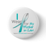 Cervical Cancer I Wear Teal & White Mother-in-Law Button