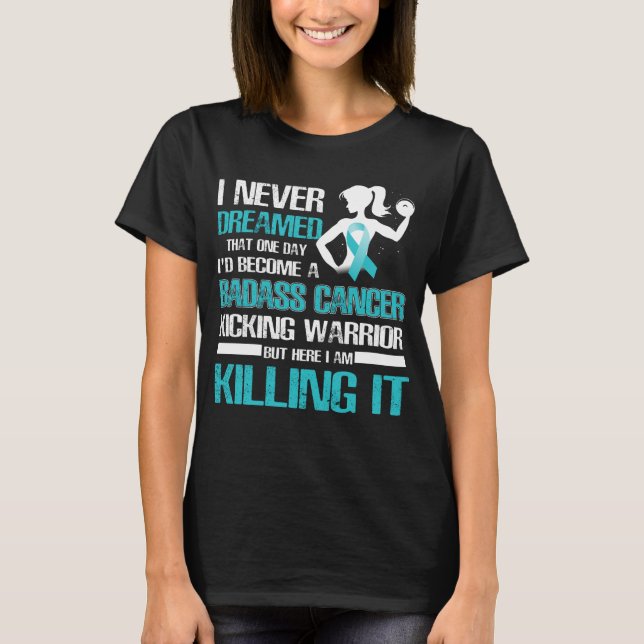 cervical cancer kicking warrior women T-Shirt (Front)