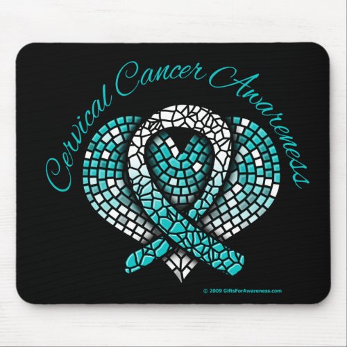 Cervical Cancer Mosaic Heart Ribbon Mouse Pad
