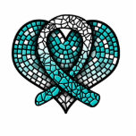 Cervical Cancer Mosaic Heart Ribbon Sculpture