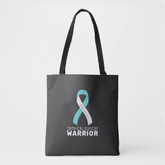 Cervical Cancer Ribbon Black Tote Bag