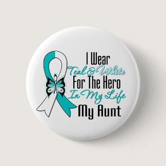 Cervical Cancer Ribbon My Hero My Aunt Pinback Button