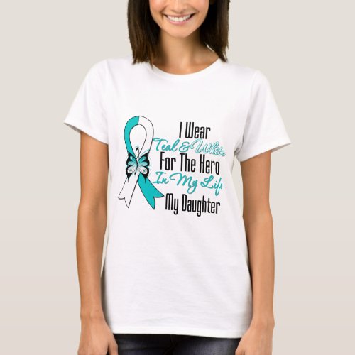 Cervical Cancer Ribbon My Hero My Daughter T_Shirt