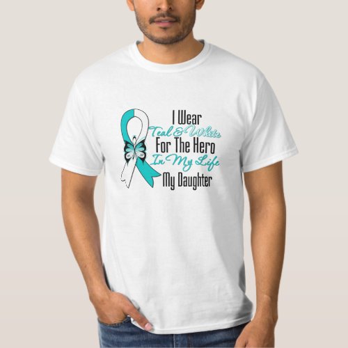 Cervical Cancer Ribbon My Hero My Daughter T_Shirt