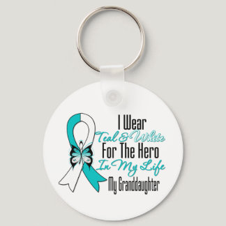 Cervical Cancer Ribbon My Hero My Granddaughter Keychain