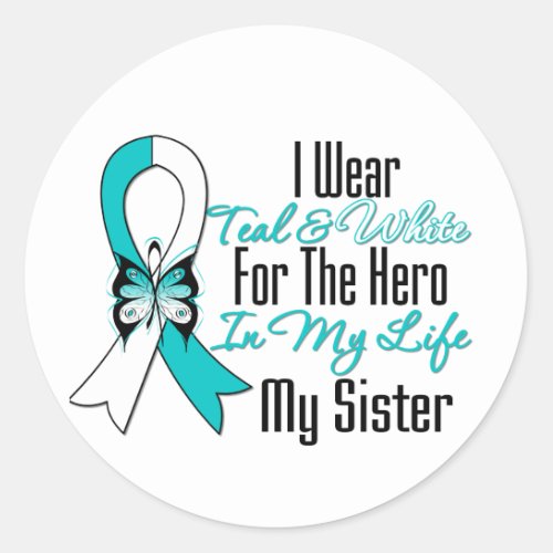 Cervical Cancer Ribbon My Hero My Sister Classic Round Sticker