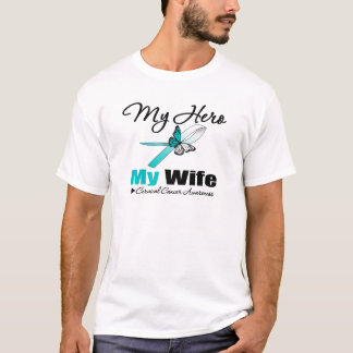 Cervical Cancer Ribbon My HERO My Wife T-Shirt