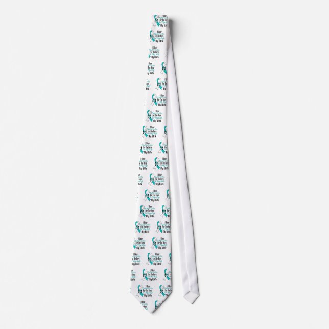Cervical Cancer Ribbon My Hero My Wife Tie (Front)
