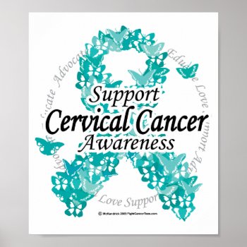 Cervical Cancer Ribbon Of Butterflies Poster by fightcancertees at Zazzle
