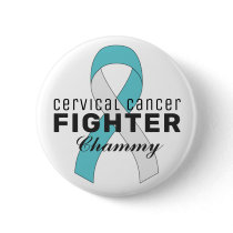 Cervical Cancer Ribbon White Button