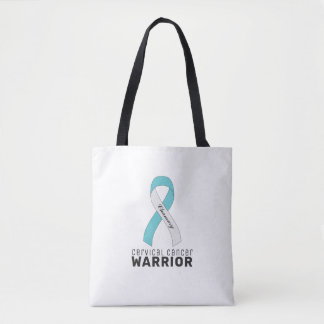 Cervical Cancer Ribbon White Tote Bag