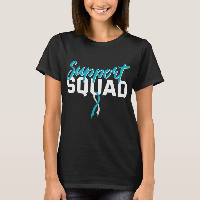 Cervical Cancer Support Squad Cervical Ribbon  T-Shirt (Front)