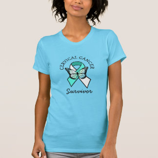 Cervical Cancer Survivor  Awareness Ribbon Teal  T T-Shirt