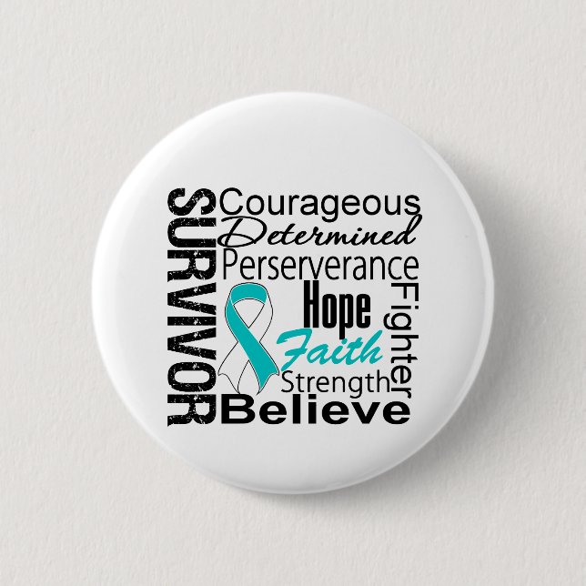 Cervical Cancer Survivor Collage Pinback Button (Front)