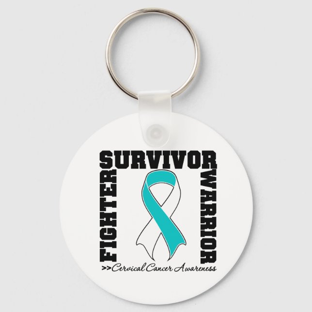Cervical Cancer Survivor Fighter Warrior Keychain (Front)