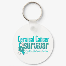 Cervical Cancer Survivor Flower Ribbon Keychain