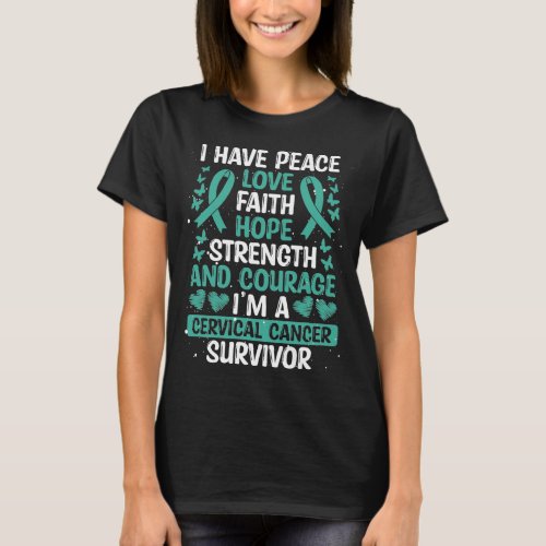 Cervical Cancer Survivor Ribbon Cancer Awareness T_Shirt