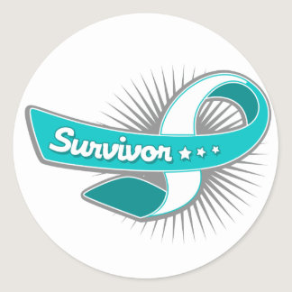 Cervical Cancer Survivor Ribbon Classic Round Sticker