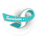Cervical Cancer Survivor Ribbon Classic Round Sticker