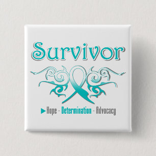 Cervical Cancer Survivor Tribal Ribbon Button