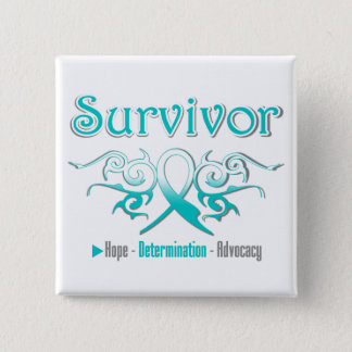 Cervical Cancer Survivor Tribal Ribbon Button