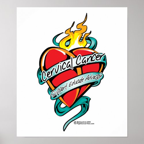 Cervical Cancer Tattoo Heart Poster