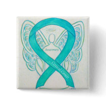 Cervical Cancer Teal Awareness Ribbon Angel Pin