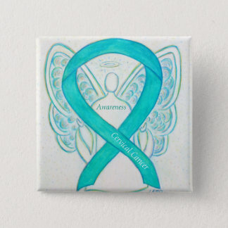 Cervical Cancer Teal Awareness Ribbon Angel Pin