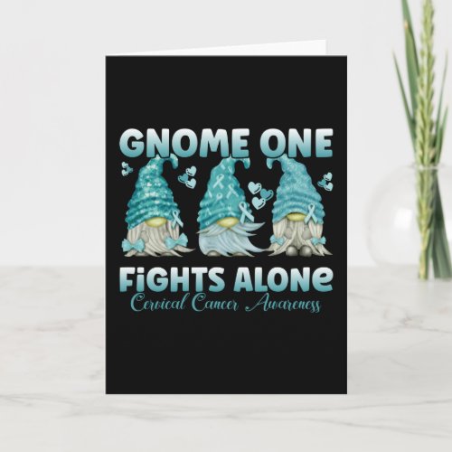 Cervical Cancer Teal Ribbon Gnome Card