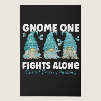 Cervical Cancer Teal Ribbon Gnome Faux Canvas Print