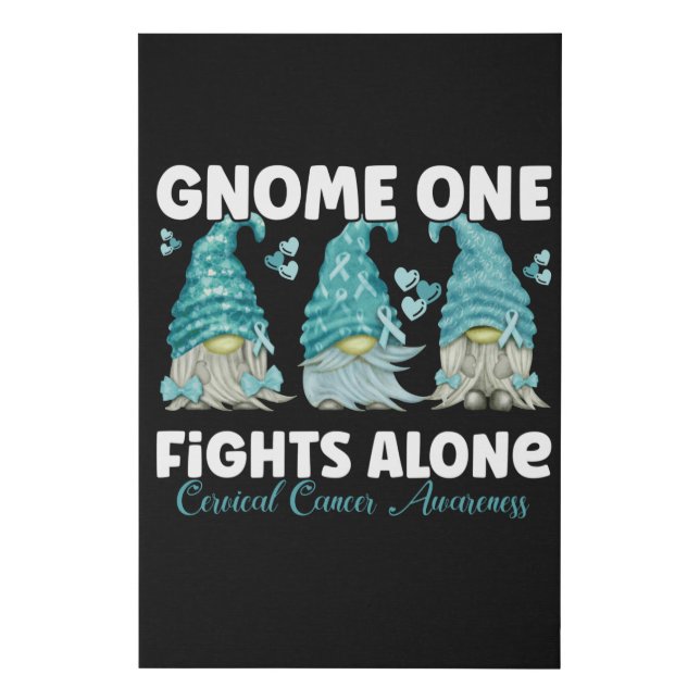 Cervical Cancer Teal Ribbon Gnome Faux Canvas Print (Front)