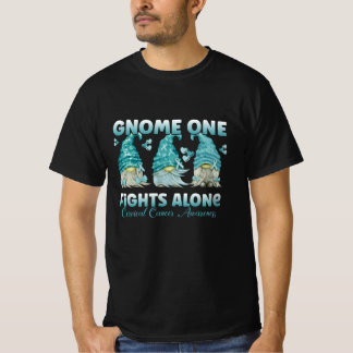 Cervical Cancer Teal Ribbon Gnome T-Shirt