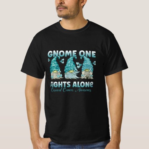 Cervical Cancer Teal Ribbon Gnome T_Shirt