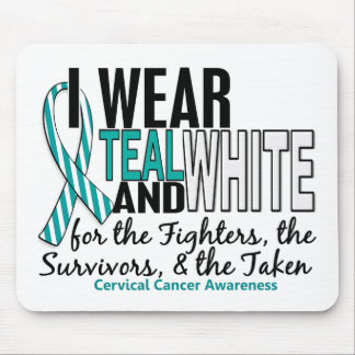 CERVICAL CANCER Teal White For Fighters Survivors Mouse Pad
