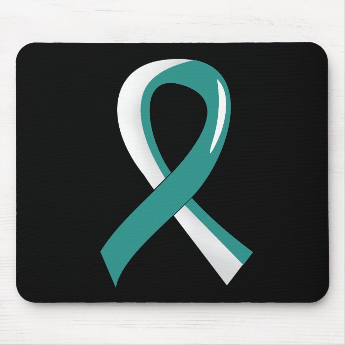 Cervical Cancer Teal White Ribbon 3 Mouse Pad