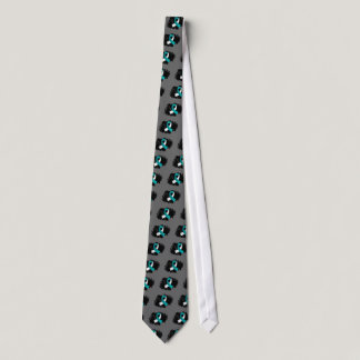 Cervical Cancer Teal White Ribbon With Scribble Tie