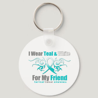 Cervical Cancer Tribal Ribbon Support Friend Keychain