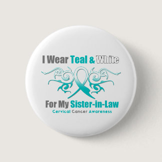 Cervical Cancer Tribal Ribbon Support SisterInLaw Pinback Button