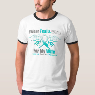 Cervical Cancer Tribal Ribbon Support Wife T-Shirt