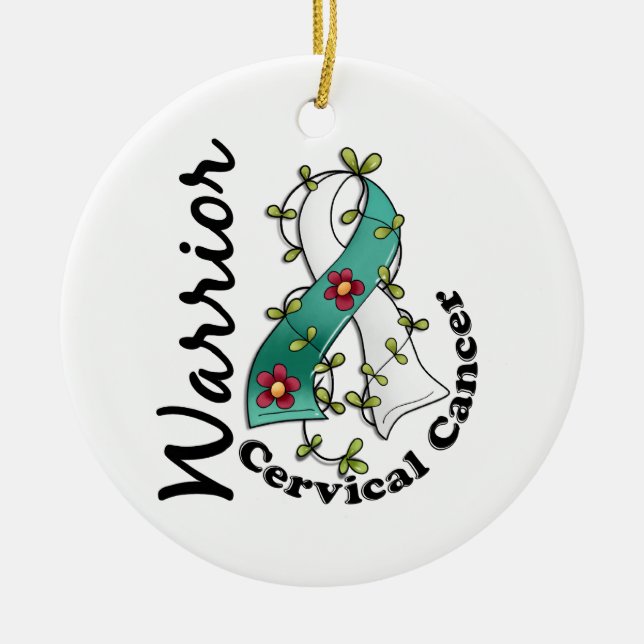 Cervical Cancer Warrior 15 Ceramic Ornament (Front)